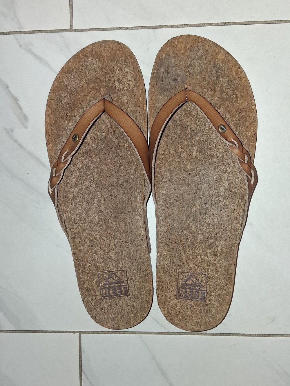 Reef Cork Footbed Sandal with Brown Braided Straps